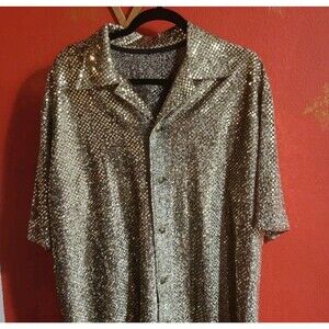Metalic Gold Glitter shirt 22 Inch Shoulder Width XL/XXL Short Sleeve *Read*